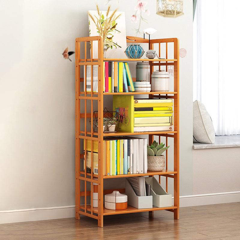Modern Bamboo Floor Shelf Bookcase Open Etagere Bookshelf for Study Room