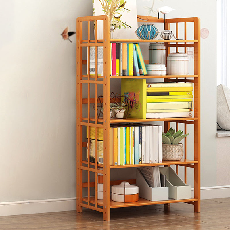Modern Bamboo Floor Shelf Bookcase Open Etagere Bookshelf for Study Room
