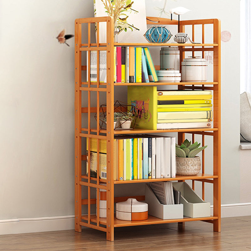 Modern Bamboo Floor Shelf Bookcase Open Etagere Bookshelf for Study Room