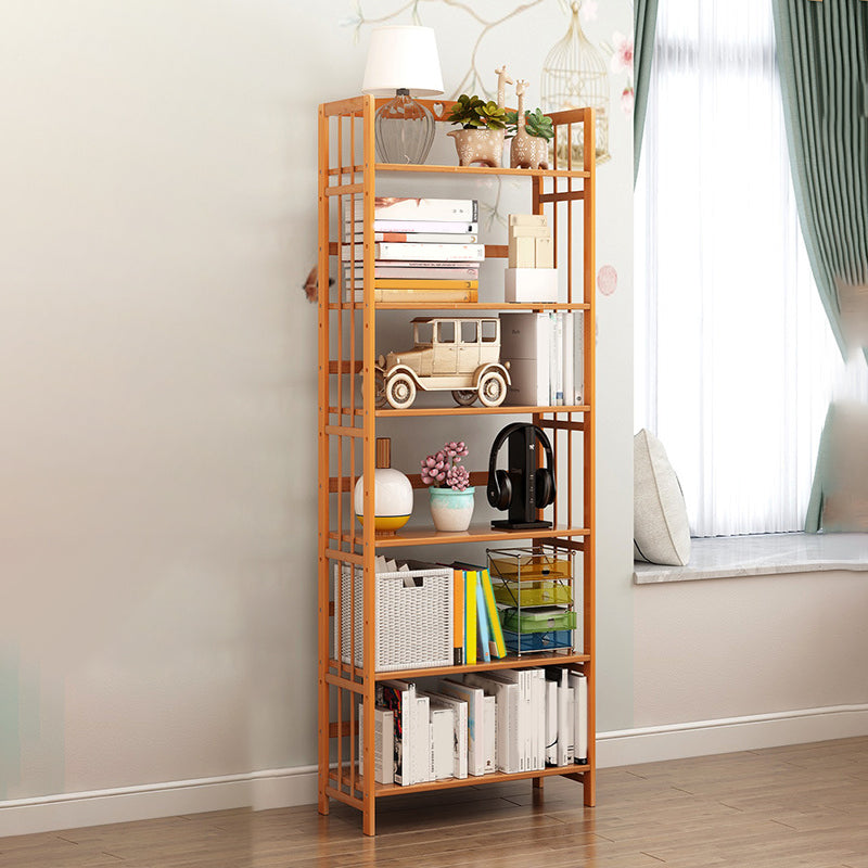 Modern Bamboo Floor Shelf Bookcase Open Etagere Bookshelf for Study Room