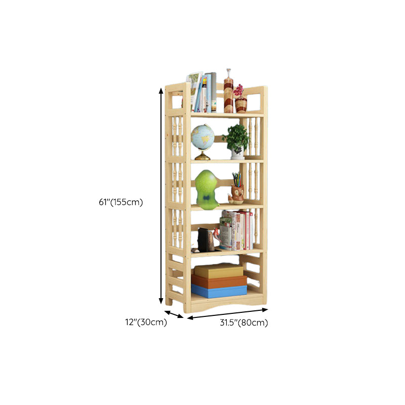 Etagere Vertical Modern Book Shelf Natural Wooden Shelf Bookcase for Study Room