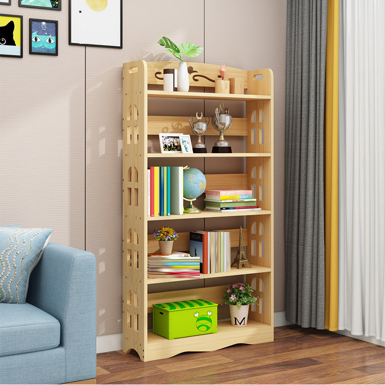 Modern Vertical Wooden Shelf Bookcase Shelves Included Natural Bookshelf for Home