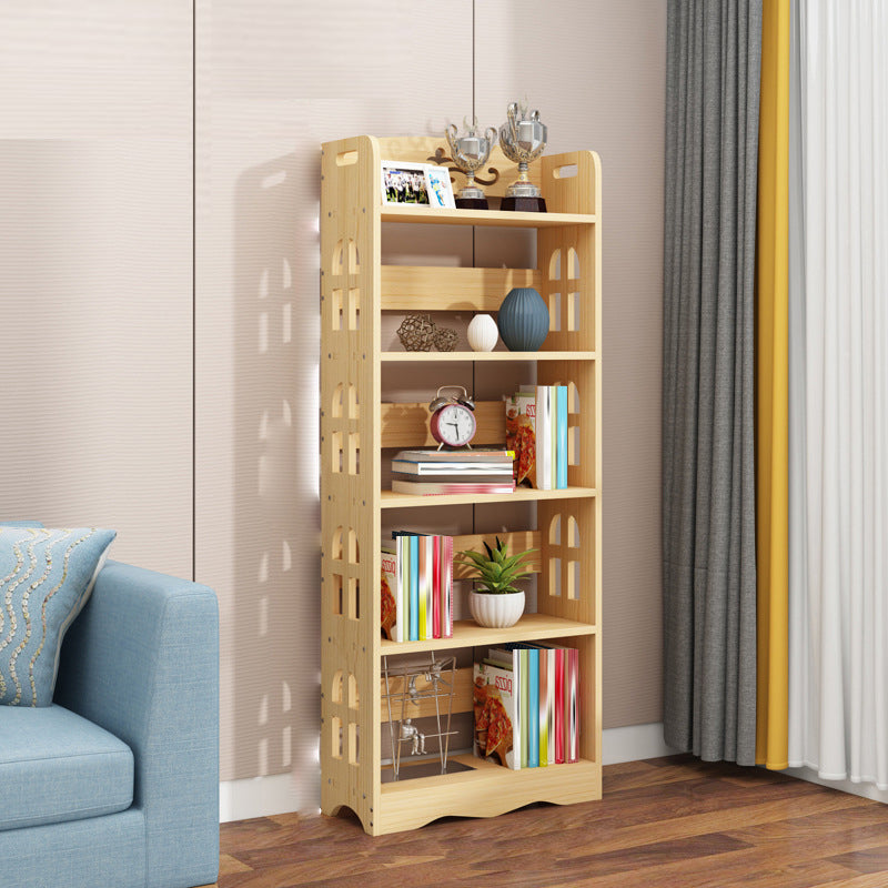 Modern Vertical Wooden Shelf Bookcase Shelves Included Natural Bookshelf for Home