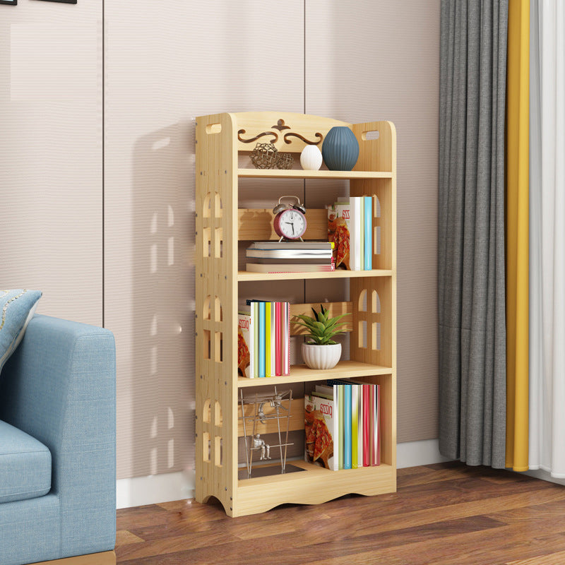 Modern Vertical Wooden Shelf Bookcase Shelves Included Natural Bookshelf for Home