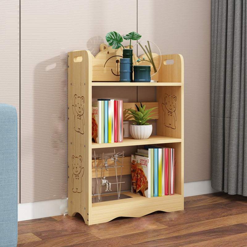Modern Vertical Wooden Shelf Bookcase Shelves Included Natural Bookshelf for Home