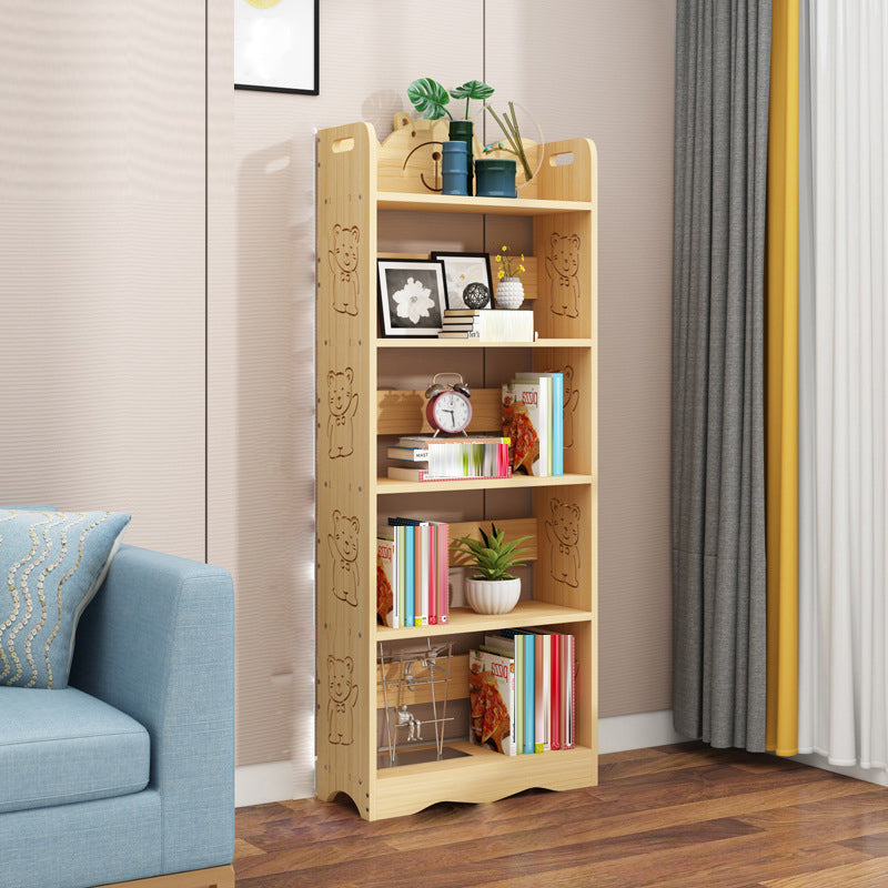 Modern Vertical Wooden Shelf Bookcase Shelves Included Natural Bookshelf for Home