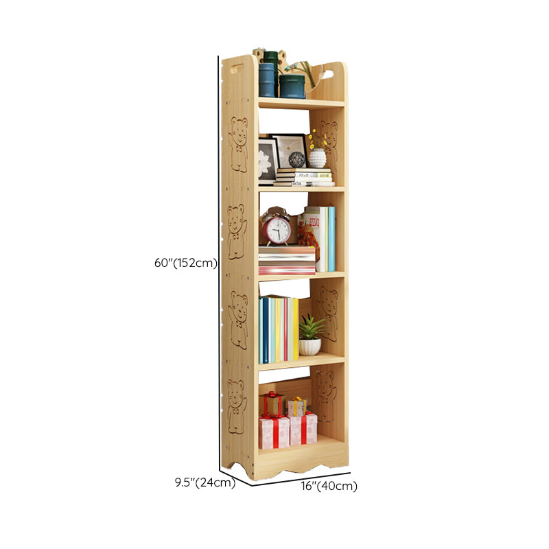 Modern Vertical Wooden Shelf Bookcase Shelves Included Natural Bookshelf for Home