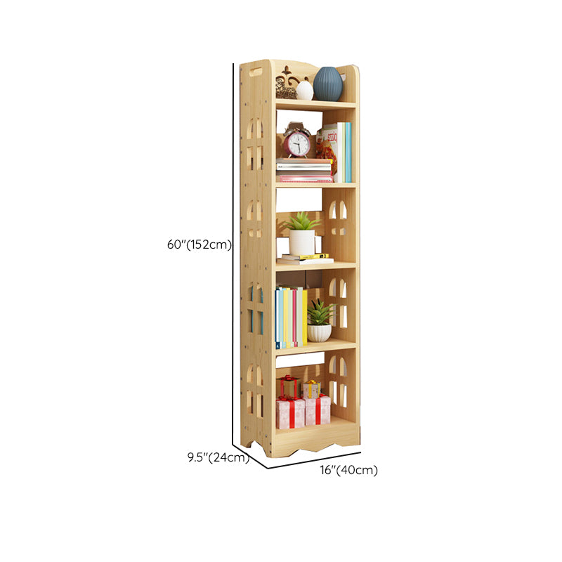 Modern Vertical Wooden Shelf Bookcase Shelves Included Natural Bookshelf for Home