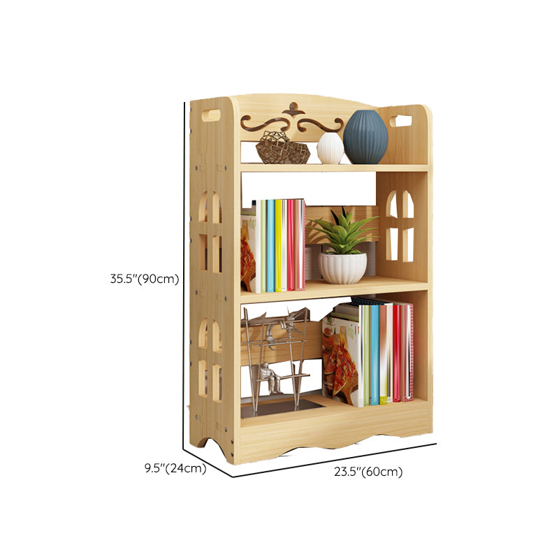 Modern Vertical Wooden Shelf Bookcase Shelves Included Natural Bookshelf for Home