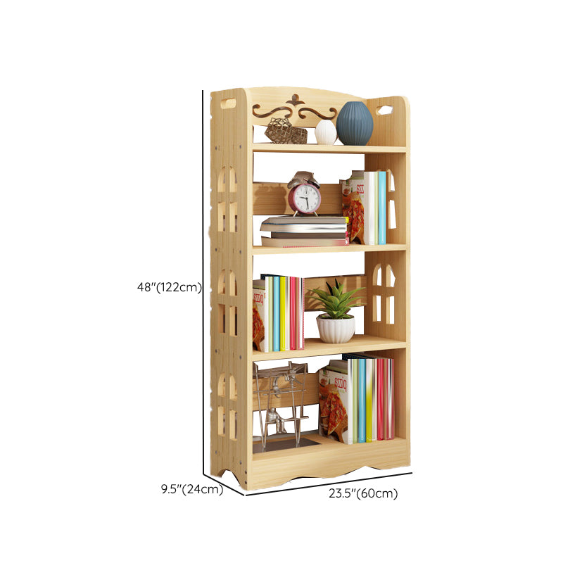 Modern Vertical Wooden Shelf Bookcase Shelves Included Natural Bookshelf for Home