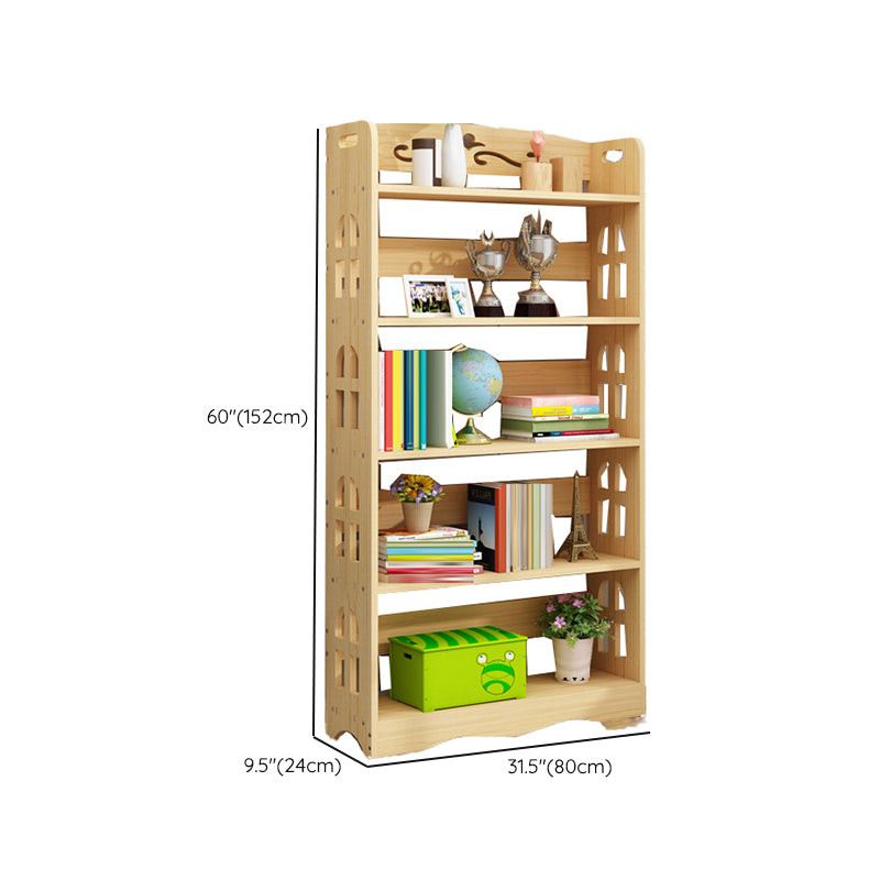 Modern Vertical Wooden Shelf Bookcase Shelves Included Natural Bookshelf for Home