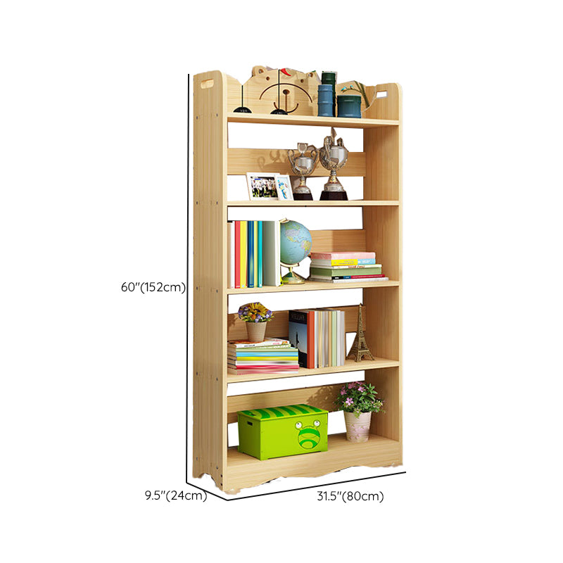 Modern Vertical Wooden Shelf Bookcase Shelves Included Natural Bookshelf for Home
