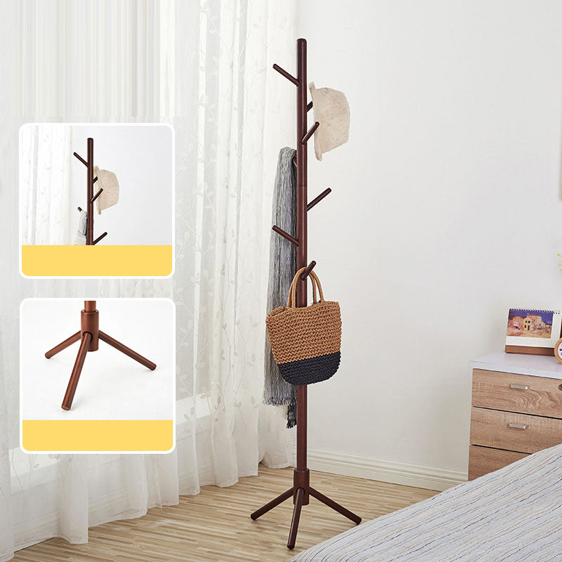 68" Scandinavian Hall Tree Free Standing Solid Wood Coat Rack
