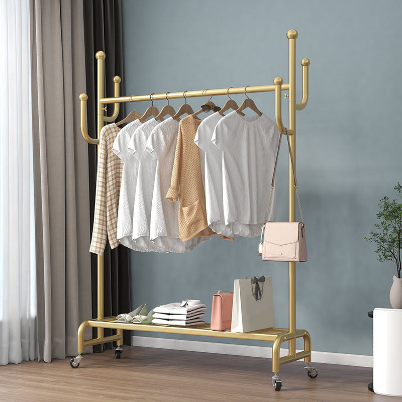 Modern Metal Coat Rack Solid Color Coat Hanger with Storage Shelving