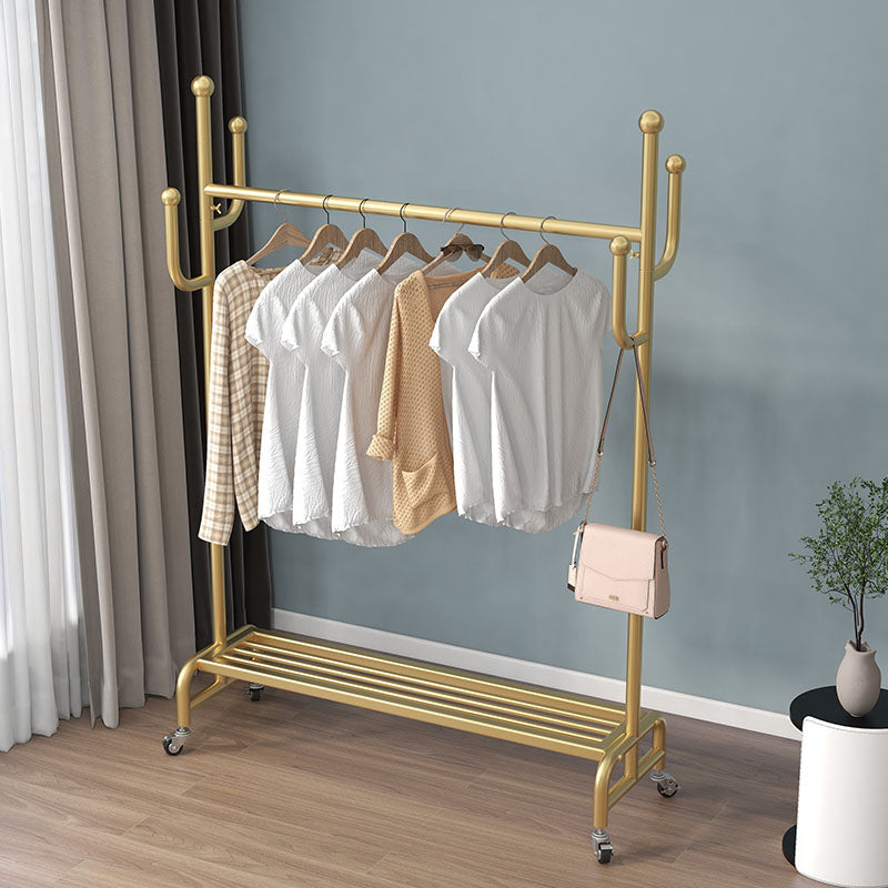 Modern Metal Coat Rack Solid Color Coat Hanger with Storage Shelving