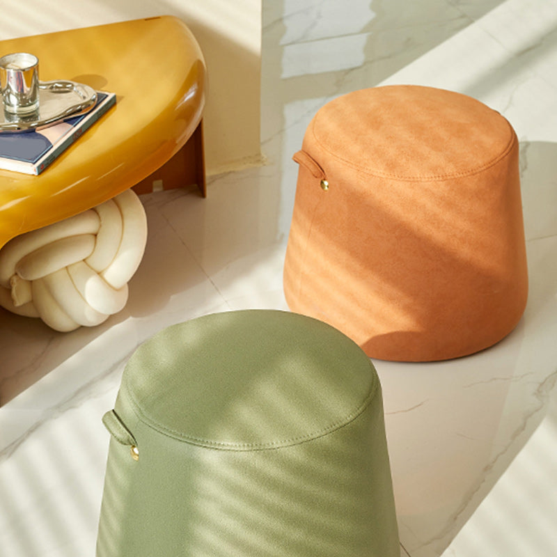 Orange Modern Pouf Tear Resistant Pure Color Pouf for Living Room