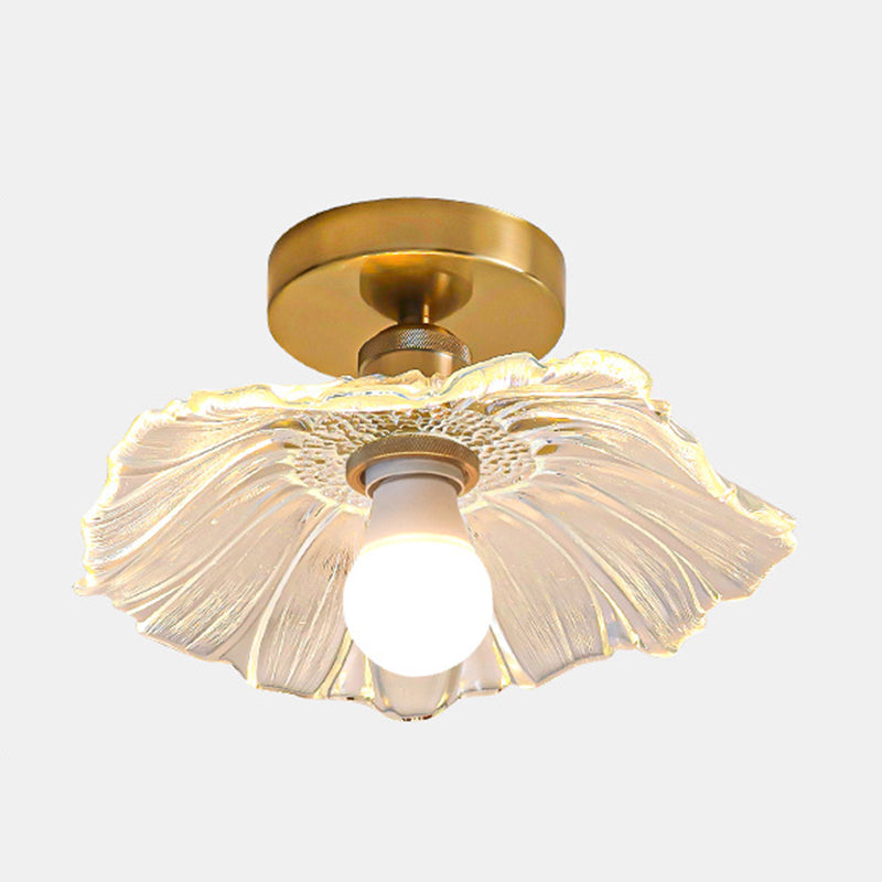 1 - Light Semi Flush Mount in Gold and Clear Glass Shade Ceiling Semi Flush