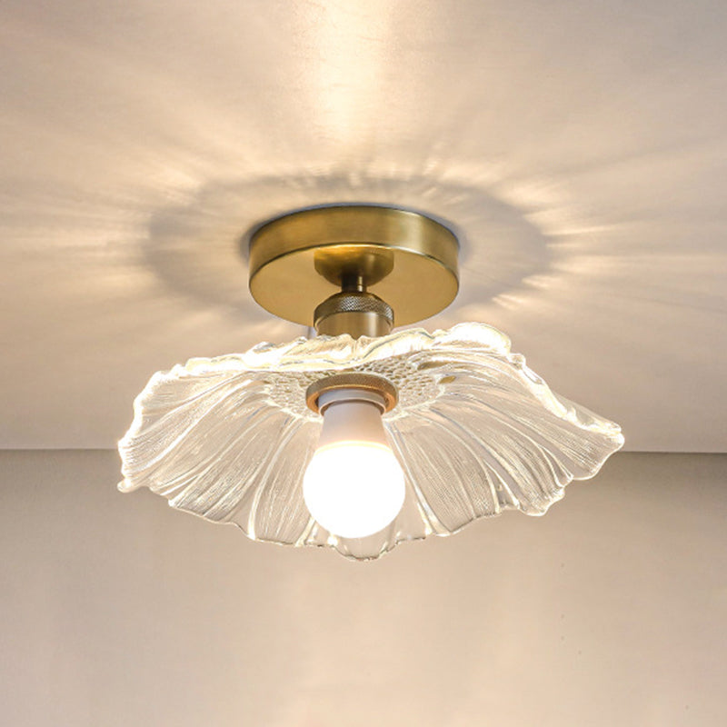 1 - Light Semi Flush Mount in Gold and Clear Glass Shade Ceiling Semi Flush