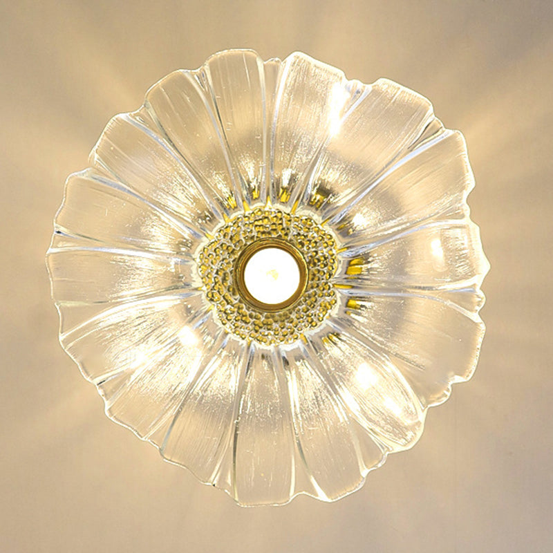 1 - Light Semi Flush Mount in Gold and Clear Glass Shade Ceiling Semi Flush