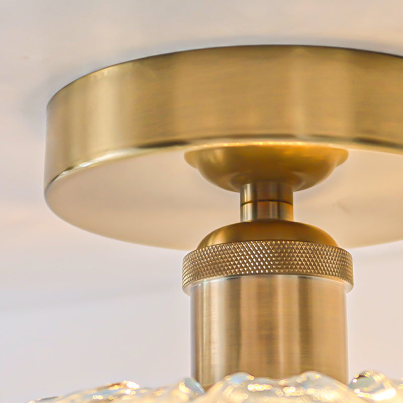 1 - Light Semi Flush Mount in Gold and Clear Glass Shade Ceiling Semi Flush