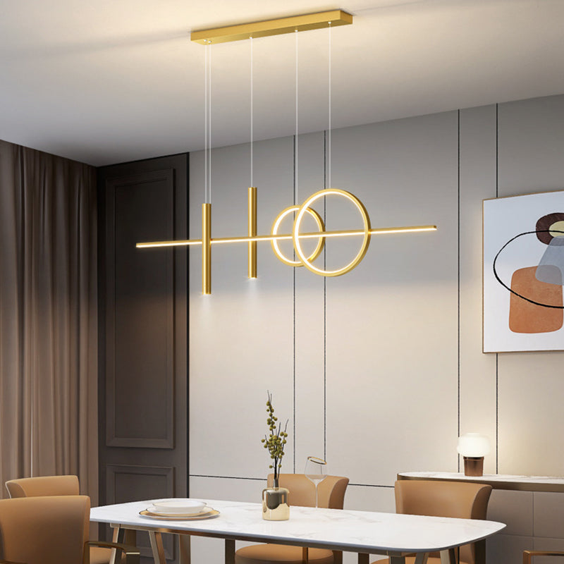 5-Light Contemporary Black/Golden Kitchen Island Lighting LED Metal Ceiling Light