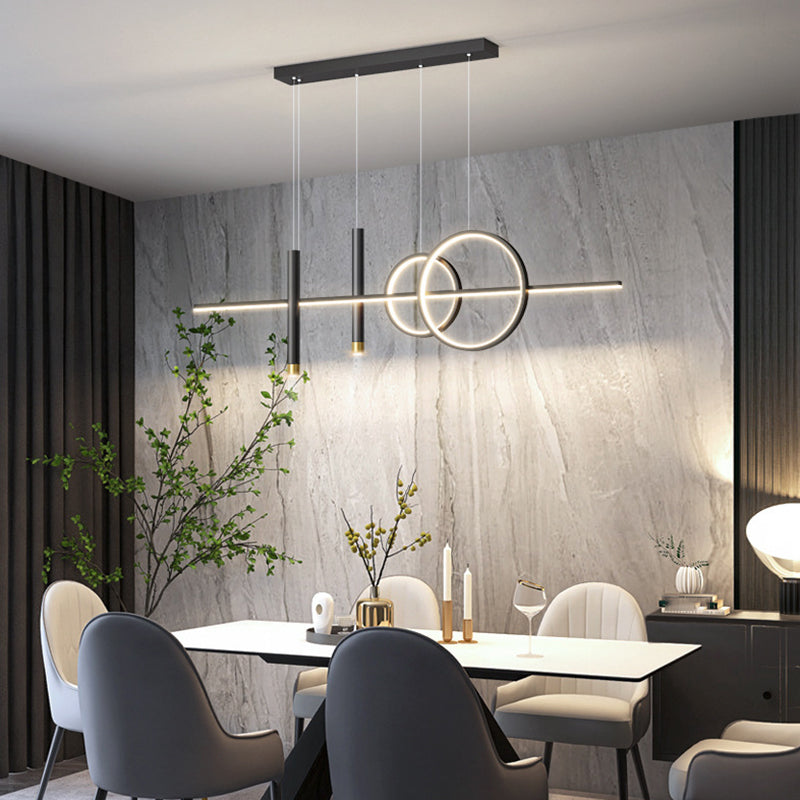 5-Light Contemporary Black/Golden Kitchen Island Lighting LED Metal Ceiling Light