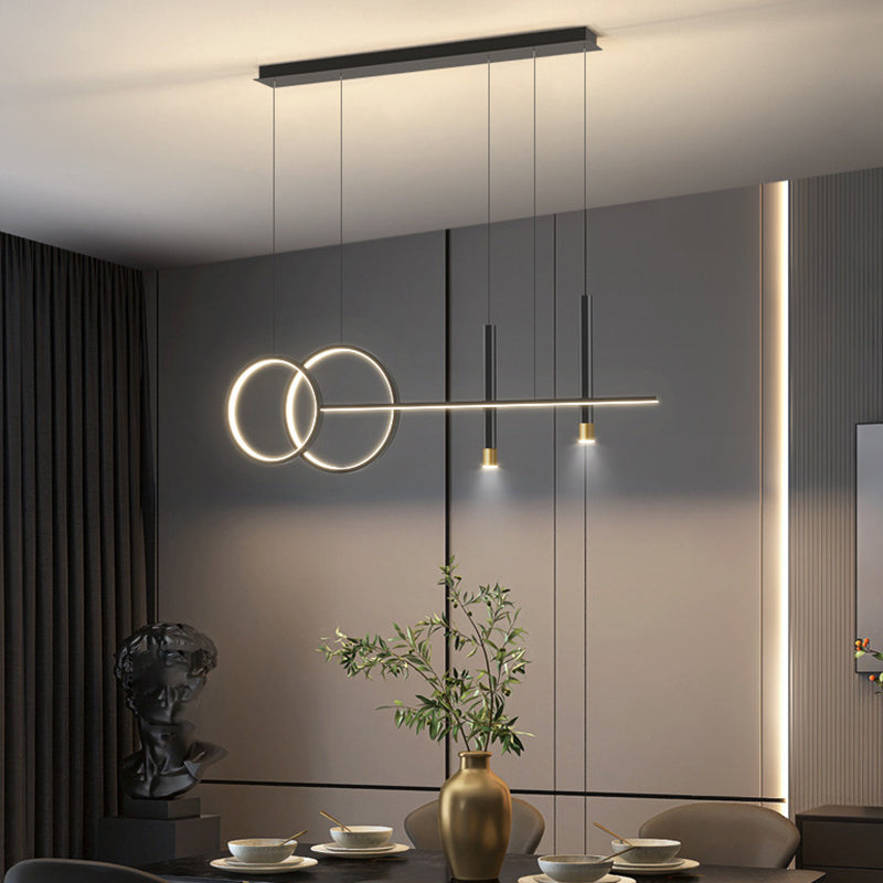 5-Light Contemporary Black/Golden Kitchen Island Lighting LED Metal Ceiling Light