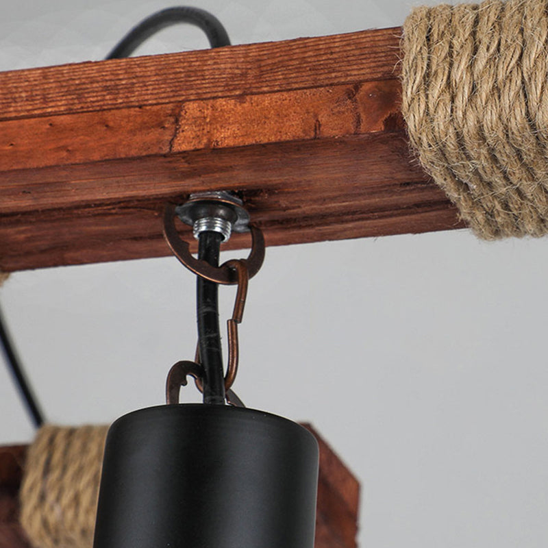 Chandelier 8 - Light Kitchen Island Fixture Wood & Iron Industrial Ceiling Pendant Light