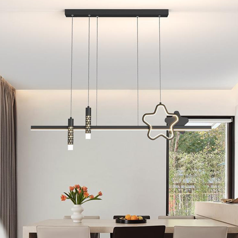 4-Light Modern White/Black Kitchen Island Lighting LED Ceiling Light for Bedroom