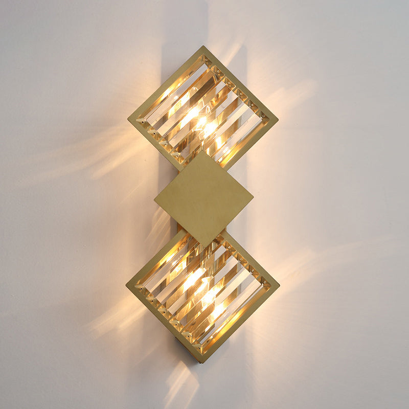 2-Light Geometric Wall Light Fixture Modern Crystal Wall Sconce Light