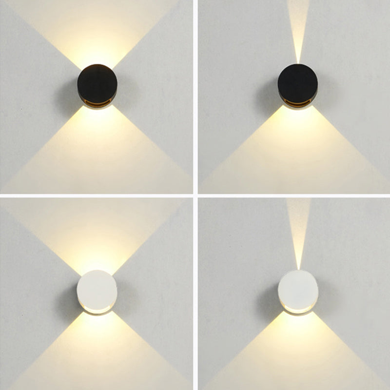 Circular Shape Wall Light Modern Style Metal 2 Lights Sconce in Black/White