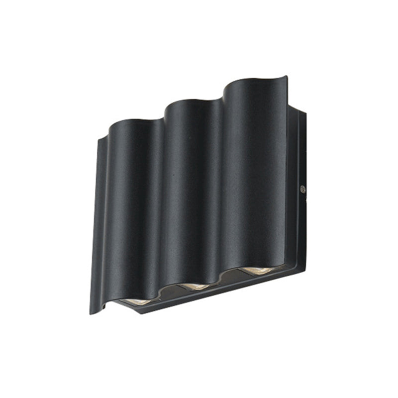 Modern Style Wave Shape Wall Sconce Metal Sconces in Black for Outdoor
