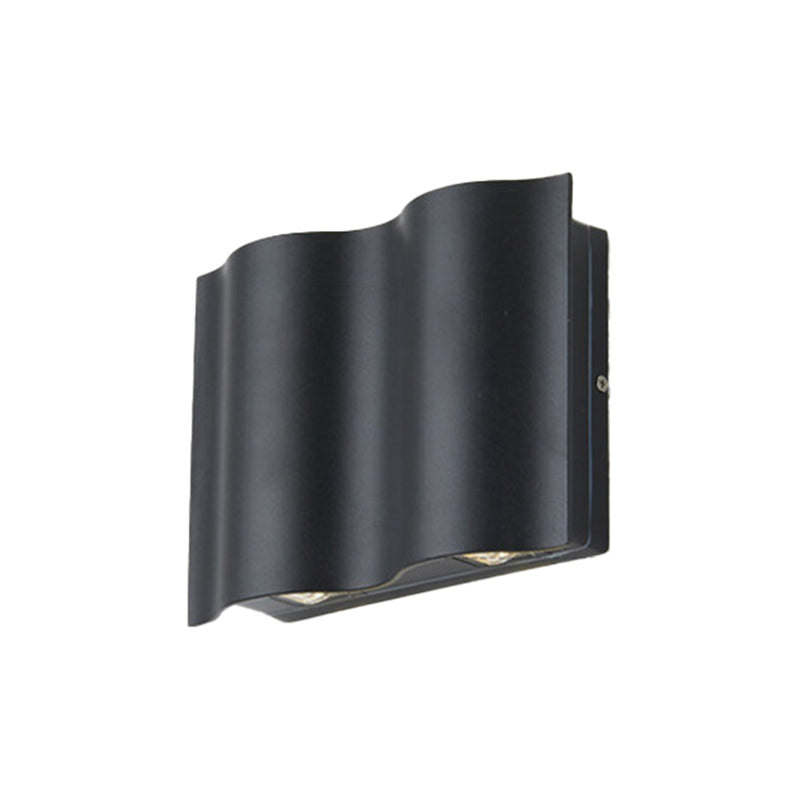 Modern Style Wave Shape Wall Sconce Metal Sconces in Black for Outdoor
