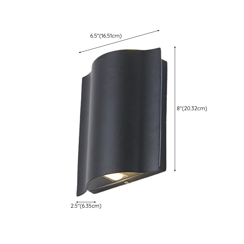 Modern Style Wave Shape Wall Sconce Metal Sconces in Black for Outdoor