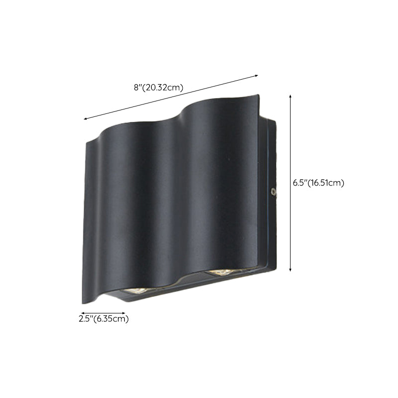 Modern Style Wave Shape Wall Sconce Metal Sconces in Black for Outdoor
