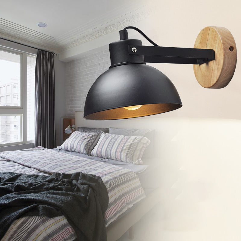 Dome Shape Wall Lighting Modern Style Metal 2 Lights Sconce Lamp in Black/White