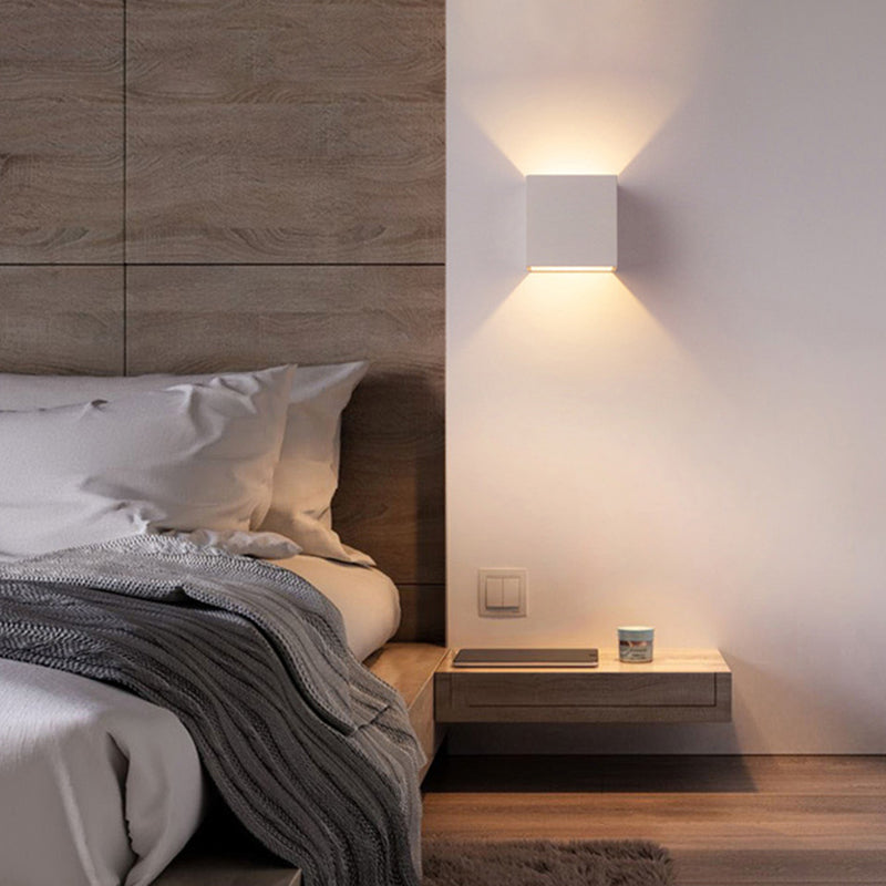 Modern Style Square Shade Wall Sconce Metal 2 Lights Sconces for Bedroom