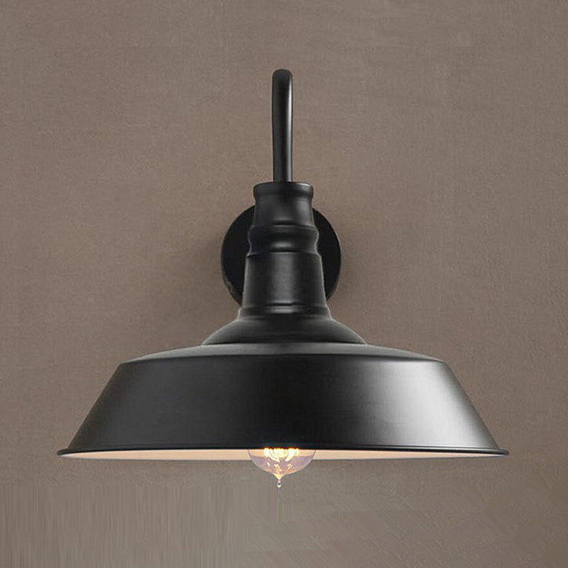 Flat Shape Wall Light Industrial Style Metal 1 Light Wall Lamp for Outdoor Sconces