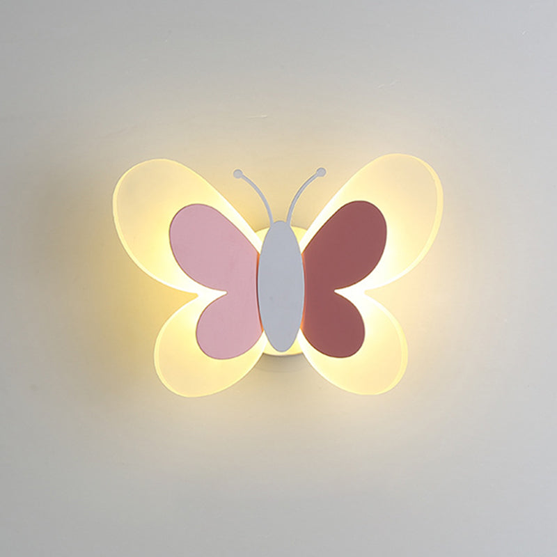 Metal Butterfly Shape Wall Light Kid Style 2 Lights Wall Light Sconce