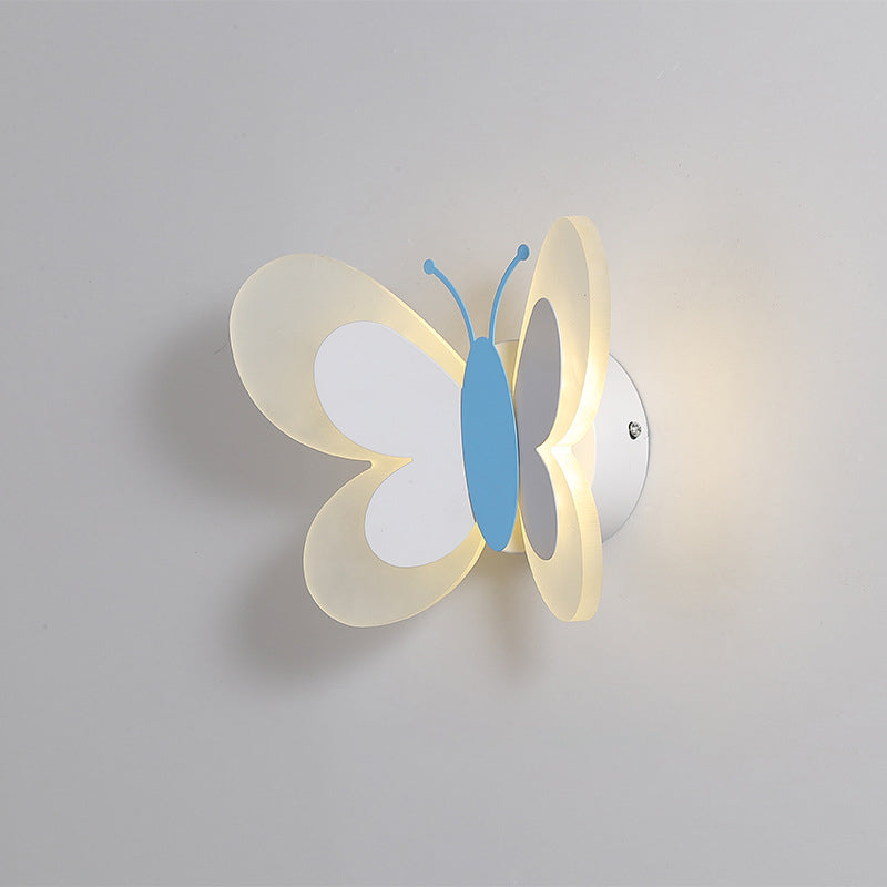 Metal Butterfly Shape Wall Light Kid Style 2 Lights Wall Light Sconce