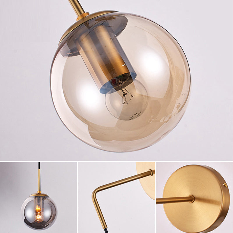 Industrial Style Ball Shade Wall Lamp Glass 1 Light Sconces for Bedroom