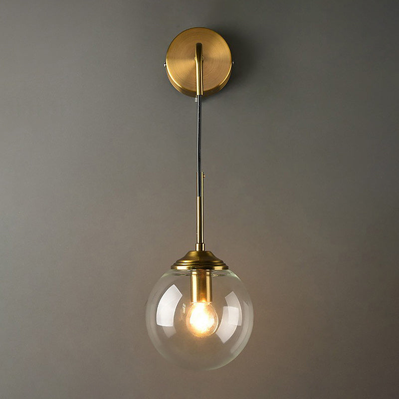 Industrial Style Ball Shade Wall Lamp Glass 1 Light Sconces for Bedroom