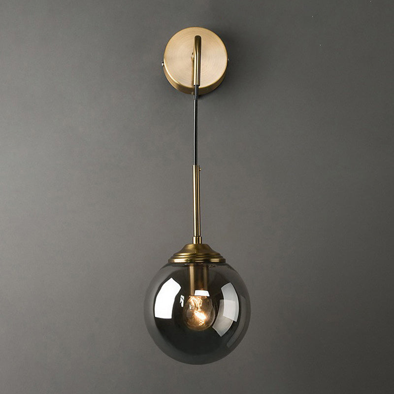 Industrial Style Ball Shade Wall Lamp Glass 1 Light Sconces for Bedroom