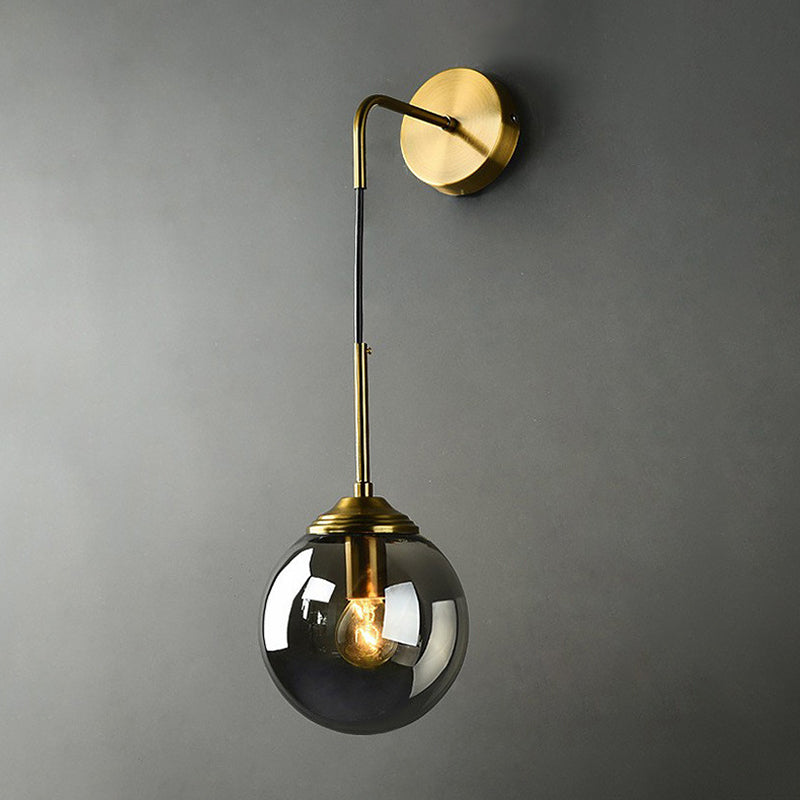 Industrial Style Ball Shade Wall Lamp Glass 1 Light Sconces for Bedroom
