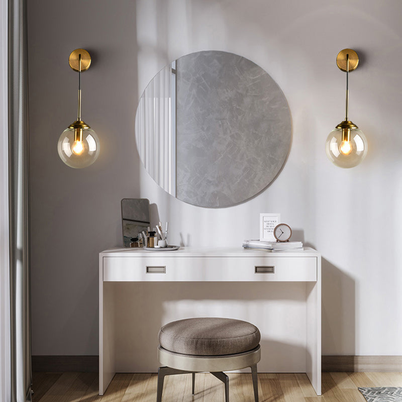 Industrial Style Ball Shade Wall Lamp Glass 1 Light Sconces for Bedroom