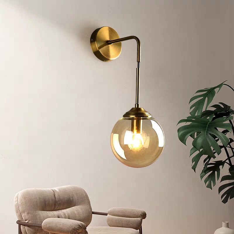 Industrial Style Ball Shade Wall Lamp Glass 1 Light Sconces for Bedroom