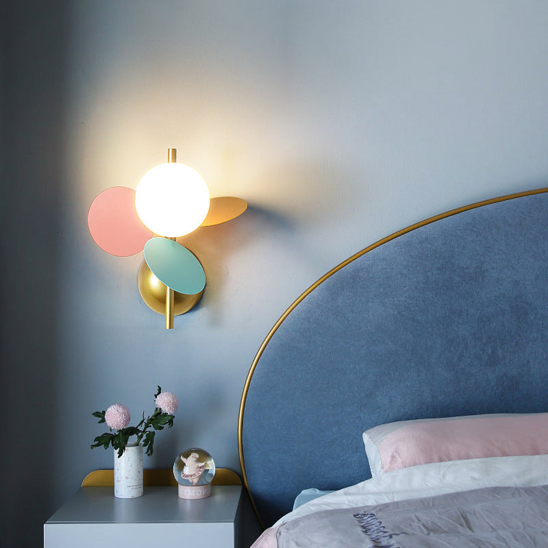 Macaron Ball Shade Wall Sconce Metal 1 Light Sconces for Bedroom
