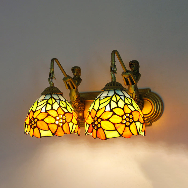 Tiffany Glass Vanity Light Simple Wall Light Sconce for Washroom