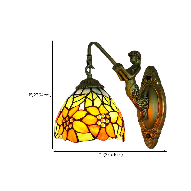 Tiffany Glass Vanity Light Simple Wall Light Sconce for Washroom