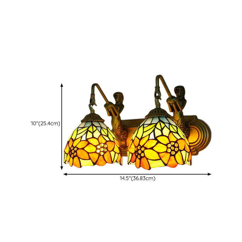 Tiffany Glass Vanity Light Simple Wall Light Sconce for Washroom